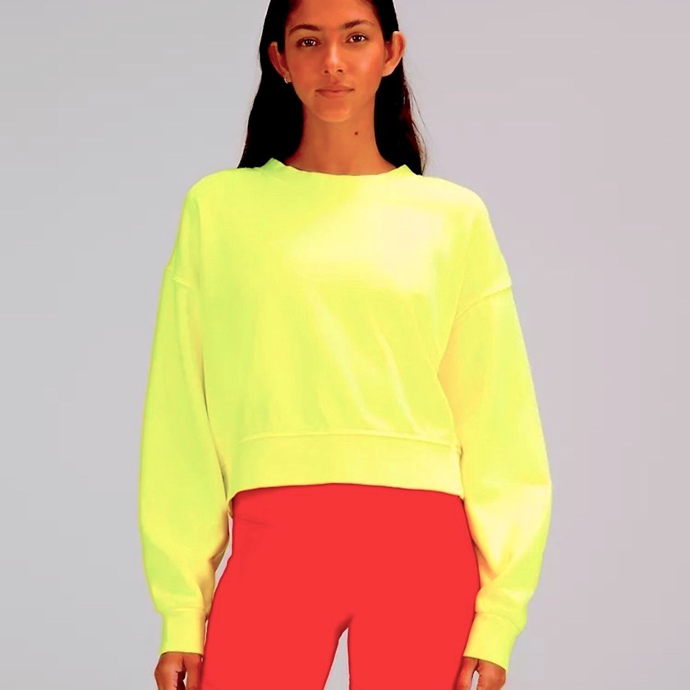 NWT Lululemon Perfectly Oversized Neon Cropped Crew